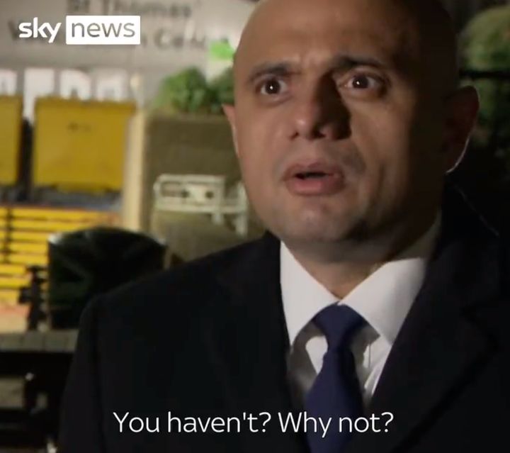Sajid Javid personally encouraged a Sky News correspondent to get his booster