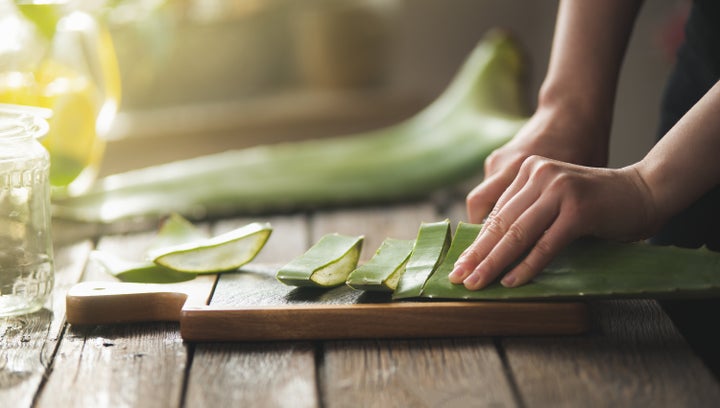 You can get aloe vera in its pure form or already bottled at the grocery store.