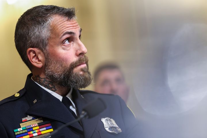 Washington Metropolitan Police Department officer Michael Fanone, who was electroshocked by Trump follower Danny Rodriguez, testifies during a House select committee hearing on the Jan. 6 attack on the U.S. Capitol.