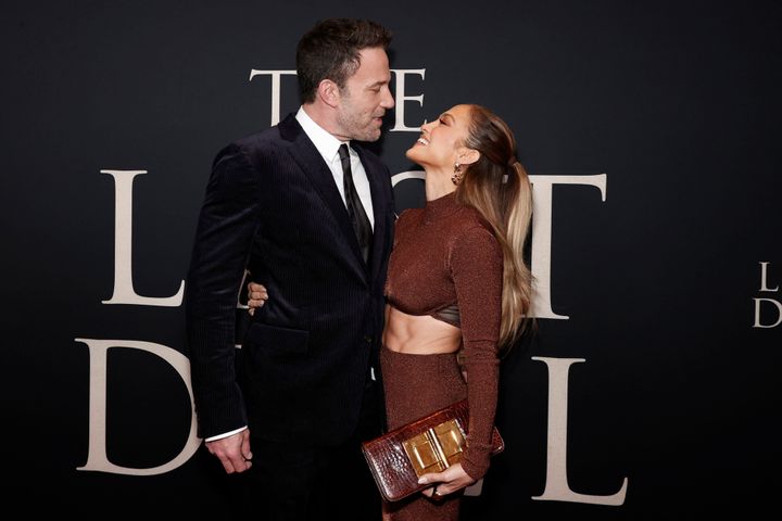 Ben Affleck and Jennifer Lopez attend the premiere of The Last Duel.