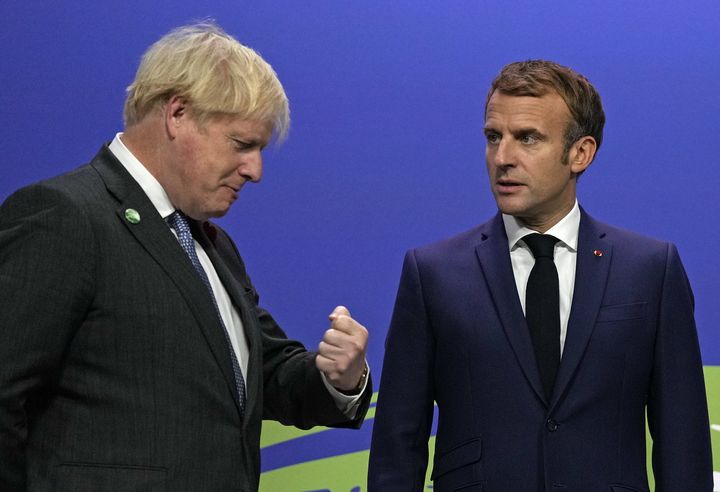 Boris Johnson and Emmanuel Macron at the Cop26 summit in Glasgow.