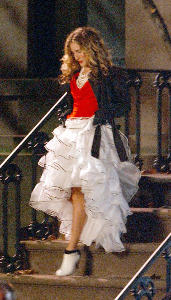 Filming in the West Village on November 7, 2003.