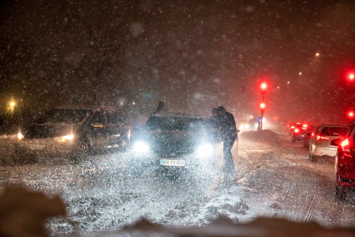 デンマーク・オールボーを襲った吹雪