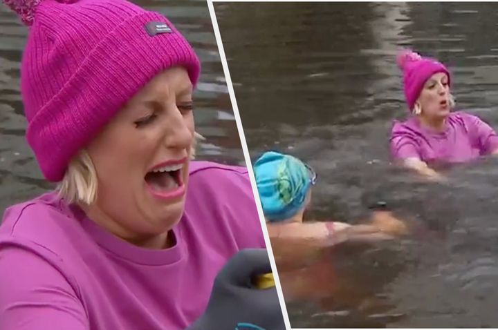 Steph McGovern took a chilly dip on Friday's edition of Packed Lunch
