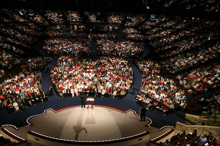 Service at Lakewood Church in Houston, where Pastor Joel Osteen preaches to some 25,000 people each week.