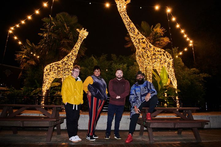 Josh Widdecombe, Desiree Burch, Alex Brooker and Guz Khan roam around London Zoo after dark