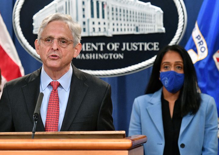 Attorney General Merrick Garland and Associate Attorney General Vanita Gupta announced the Justice Department was taking new action to protect voting rights on Monday.