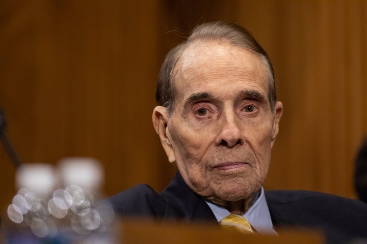 Former Senate Majority Leader Bob Dole (R-KS), introduces Michael Pompeo, director of the Central Intelligence Agency (CIA) and U.S. secretary of state nominee for the Trump administration, during a Senate Foreign Relations Committee confirmation hearing on Capitol Hill in Washington, D.C., on Thursday, April 12, 2018.