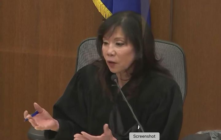 In this image from video, Hennepin County Judge Regina Chu discusses jury instructions in court Monday Dec. 6, 2021, in the trial of former Brooklyn Center police Officer Kim Potter in the April 11, 2021, death of Daunte Wright, at the Hennepin County Courthouse in Minneapolis, Minn.