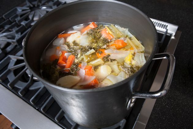 Save your vegetable scraps to make vegetable stock. All you have to do is slowly simmer them in water and then strain out the scraps.