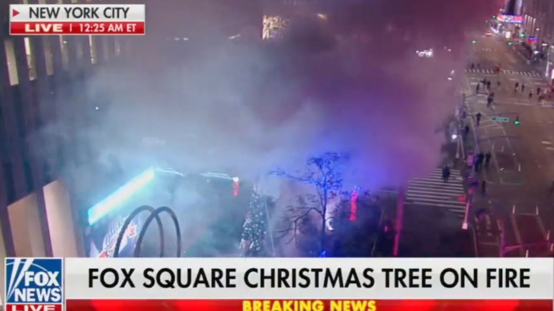 Man Held As Fox News' Giant Christmas Tree Goes Up In Flames