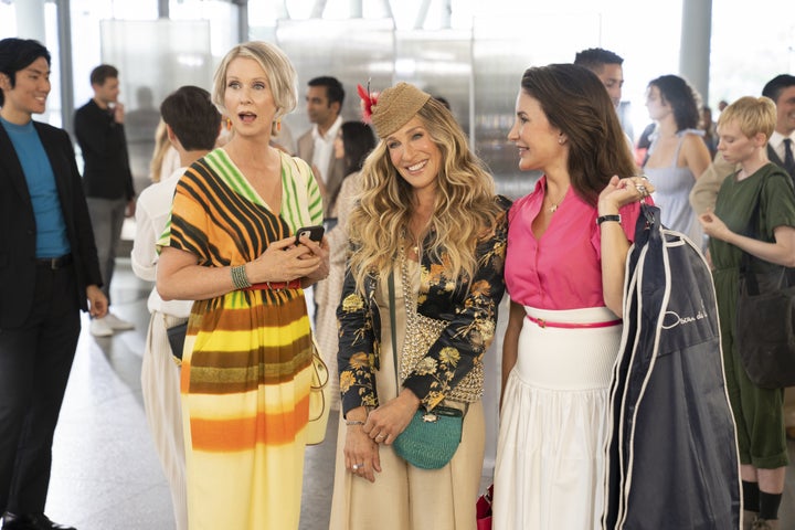 Miranda (Cynthia Nixon), Carrie (Sarah Jessica Parker) and Charlotte (Kristin Davis) in HBO Max's "And Just Like That..."