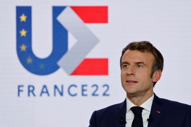 Emmanuel Macron lors de sa conférence de presse dédiée à la présidence française de l'UE le 9 décembre 2021.