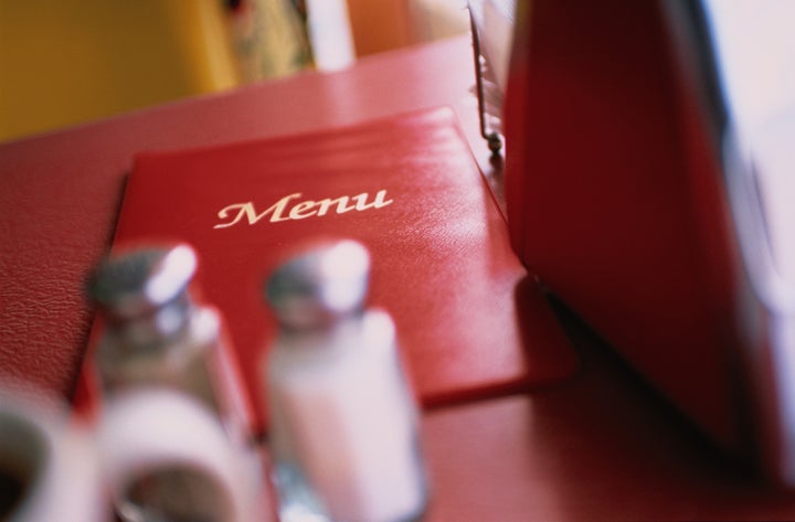 El menú de un restaurante.