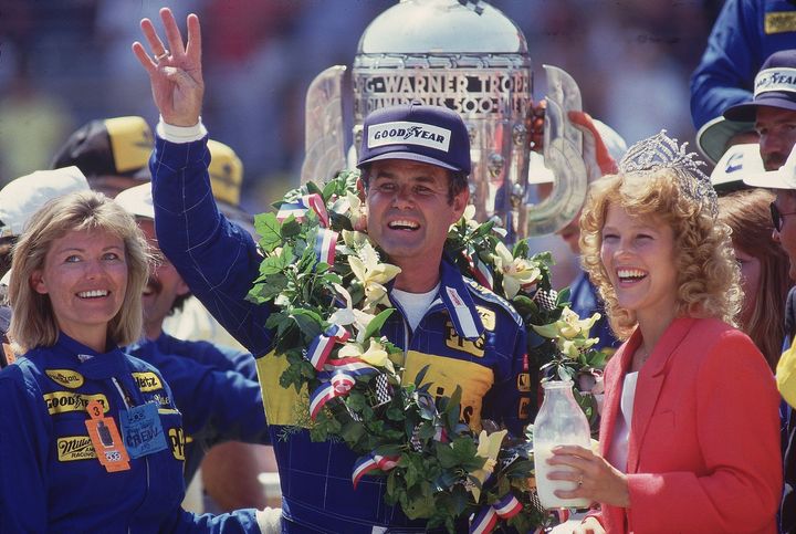 Al Unser celebrated his fourth Indy 500 victory in 1987.