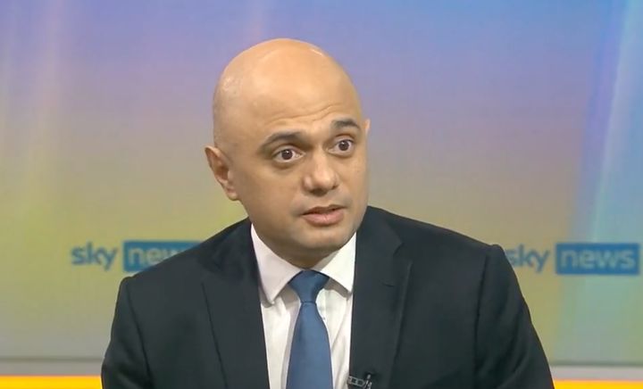Sajid Javid speaking to Sky News about the government's response to Omicron