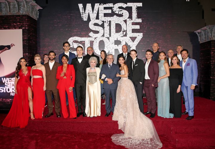 The cast, crew and producers of Steven Spielberg's reimagining of "West Side Story" at the movie's Los Angeles premiere.