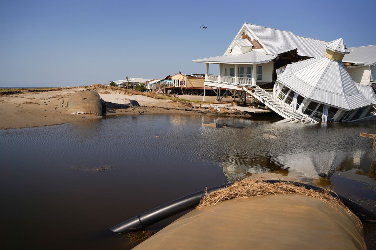 A storm-damaged house on Sept. 4, after Hurricane Ida hit Grand Isle, Louisiana.