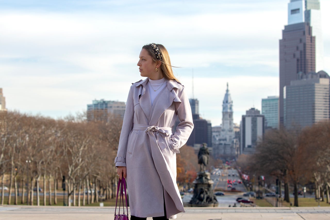 "On a personal level, it’s very disorienting to be suddenly in a position where you feel like you have no control. Even controlling my own narrative that day was completely out of my hands," said Leach, pictured here on the steps of the Philadelphia Museum of Art on Dec. 7.