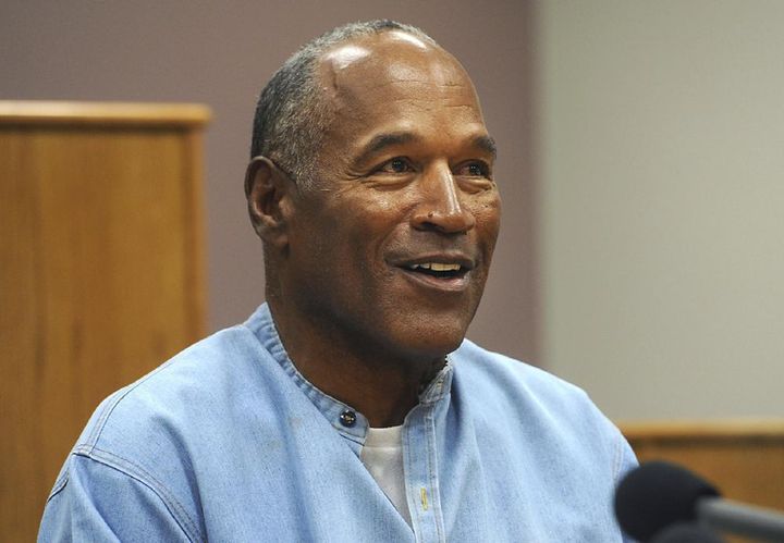 n this July 20, 2017 file photo, former NFL football star O.J. Simpson appears via video for his parole hearing at the Lovelock Correctional Center in Lovelock, Nev. 