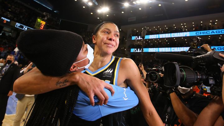 Candace Parker hugs her 12-year-old daughter, Lailaa, in October.