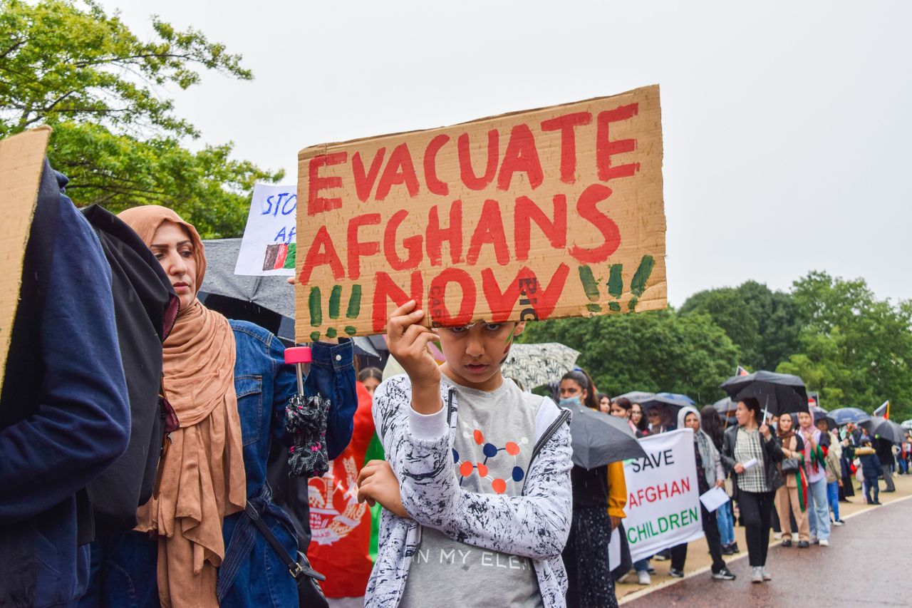 Protests against the Taliban takeover took place in the UK in August 2021.