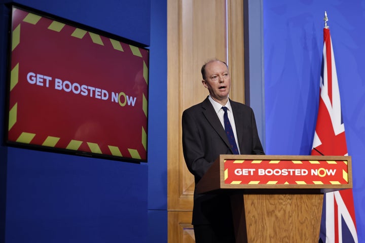 <strong>Chief Medical Officer for England professor Chris Whitty during a media briefing in Downing Street.</strong>