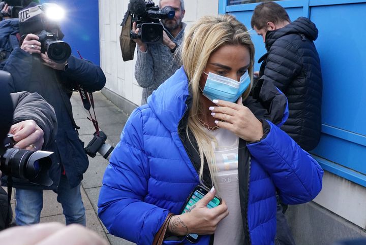 Katie Price outside Crawley Magistrates' Court on Wednesday 