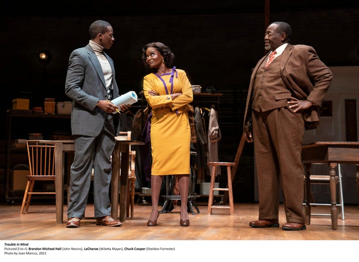 Left to right: Brandon Michael Hall (John Nevins), LaChanze (Willetta Mayer), Chuck Cooper (Sheldon Forrester).