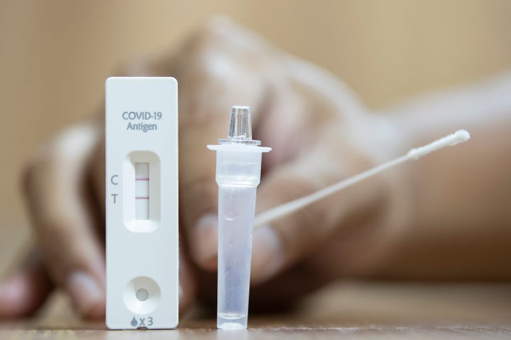 People with COVID-19 sound use COVID antigen test kits to check for infection so they can be treated if they're positive. And if the test result is negative, it's safe.