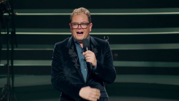 Alan sang on stage for the crowd at the London Palladium