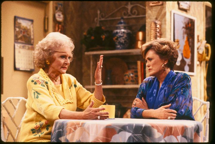 Betty White and Rue McClanahan on the set of “The Golden Girls.”