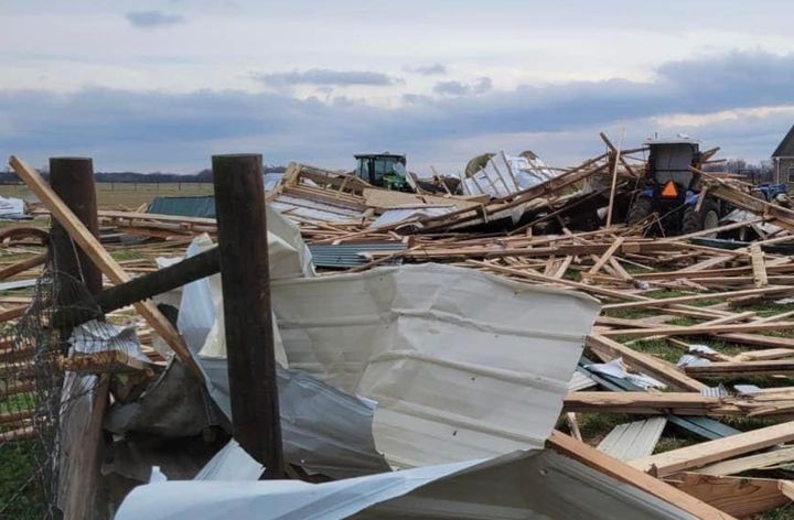 A horse farm in Herndon, Kentucky, that was destroyed by a tornado on Dec. 11.