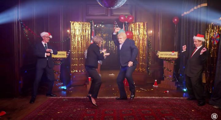 Robbie Williams was seen dressed as a partying Boris Johnson in the video for his 2020 Christmas single
