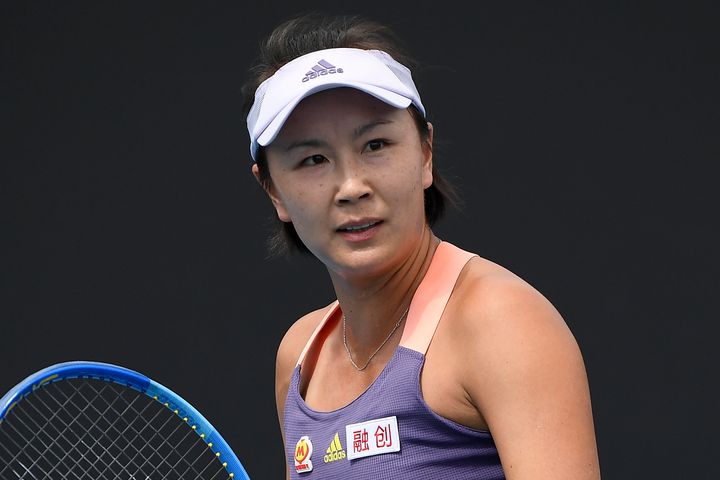 China's Peng Shuai, seen during a singles match against at the Australian Open tennis championship in 2020, has denied saying she was sexually assaulted.
