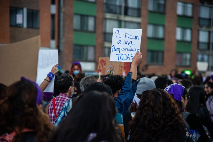 Manifestantes en una concentración contra la violencia machista. Imagen de archivo.