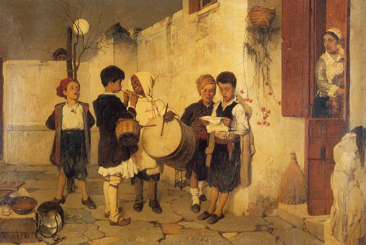 Κάλαντα, πίνακας του Νικηφόρου Λύτρα 1872