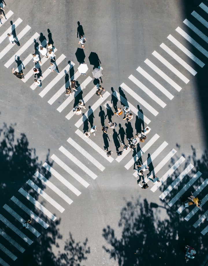 Top View of City Street Crossing