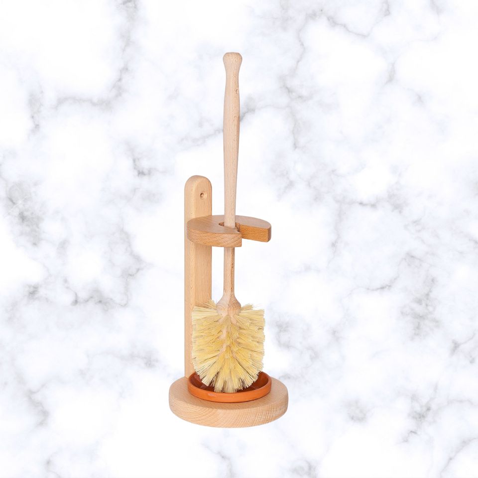 The Better Home Wooden Toilet Brush with Holder Stand