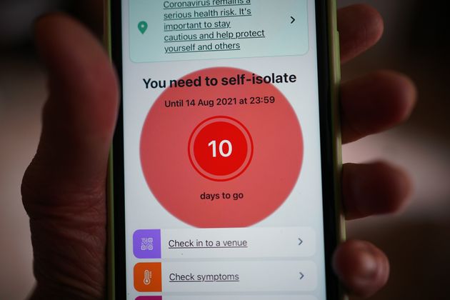 A message to self-isolate on the NHS coronavirus contact tracing app.