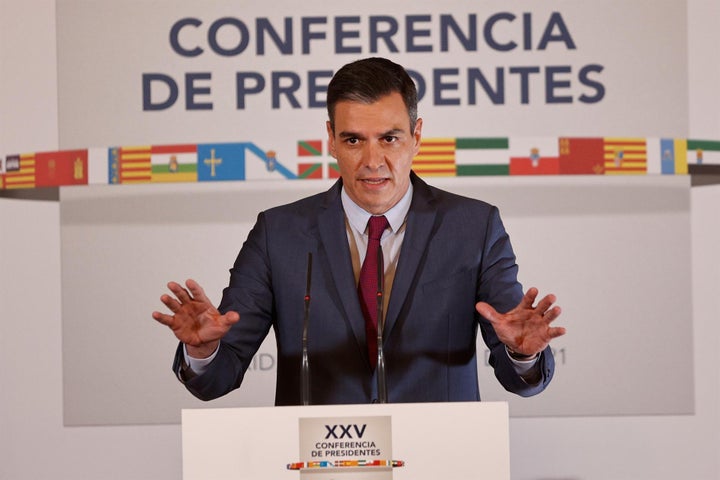 El presidente del Gobierno, Pedro Sánchez, tras la Conferencia de presidentes autonómicos, este miércoles en el Senado.