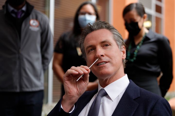 California Gov. Gavin Newsom (D) gave himself a COVID-19 PCR test on Wednesday and announced that the state's roughly 2.5 million health care workers would have until Feb. 1 to get a vaccine booster shot or risk losing their jobs.