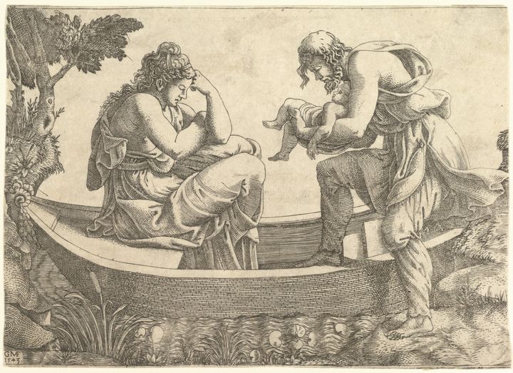 Giorgio Ghisi και Gulio Romano, «Η Δανάη και το βρέφος Περσέας την ώρα που τους εξορίζει στη θάλασσα ο Ακρίσιος», 1543, χαλκογραφία, Νέα Υόρκη, Μητροπολιτικό Μουσείο