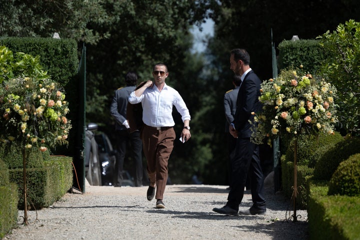 In Season 3, Episode 9 of "Succession," Kendall is clad in a brown suit, unlike the brighter patterns and florals that the others wear while in Italy.