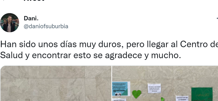El mensaje de Dani en Twitter con los carteles.