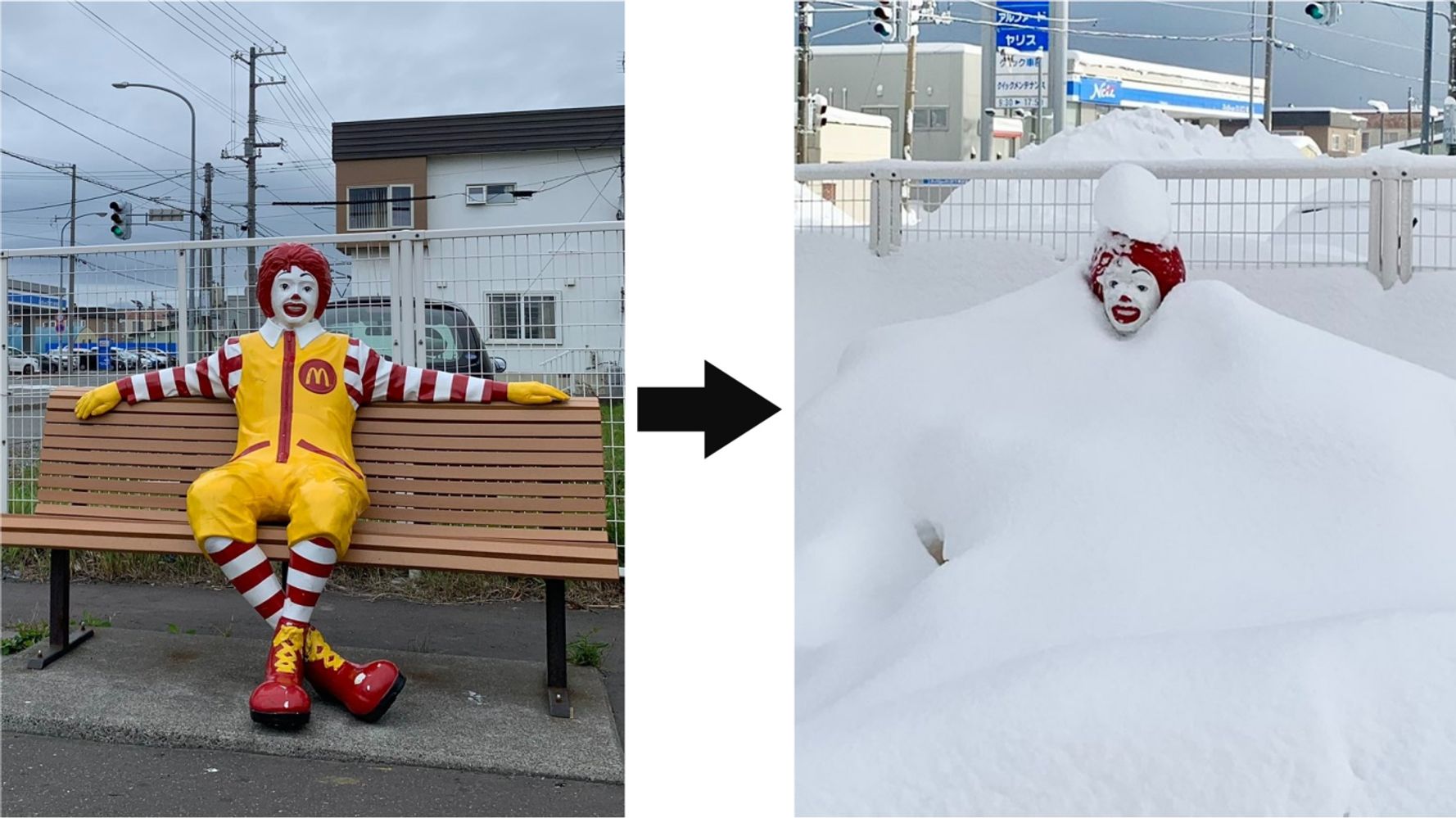 日本最北端のマクドナルド 大雪で衝撃的な光景 さすがにドナルドでも寒そう ハフポスト News