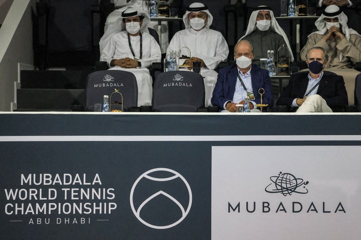 El rey emérito reapareció en público para asistir al torneo de exhibición Mubadala World Tennis Championship entre Rafa Nadal y Andy Murray, Abu Dhabi.