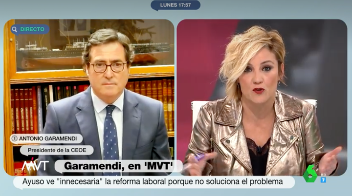 Antonio Garamendi y Cristina Pardo en 'Más Vale Tarde'.