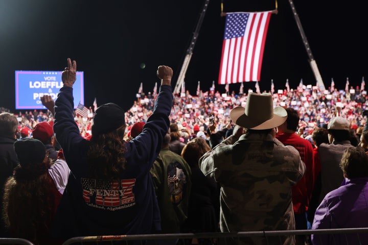 Hundreds attend a Dec. 5, 2020, rally in Valdosta, Georgia, led by President Donald Trump in support of Republican Sens. David Perdue and Kelly Loeffler. Both lost their Georgia runoff elections to Democratic challengers a month later.