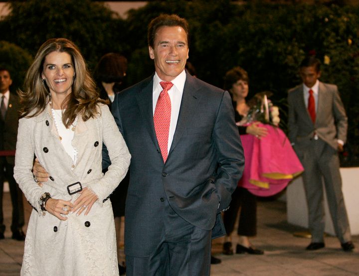 Arnold Schwarzenegger, then governor of California, arrives in Mexico City, Mexico, with Maria Shriver on Nov. 8, 2006. Schwarzenegger and Shriver’s marriage is officially over more than 10 years after the award-winning journalist petitioned to end her then-25-year marriage to the action star and former California governor.